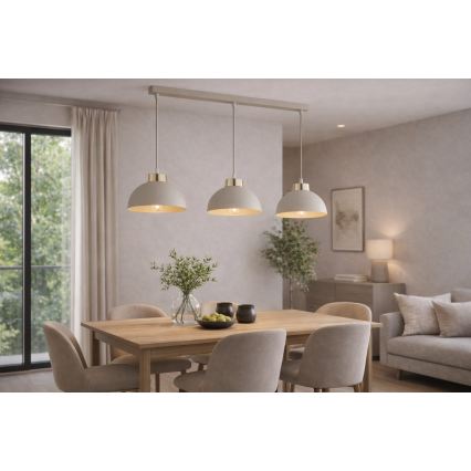 Brilagi - Lampadario a sospensione con cavo MOON 3xE27/60W/230V beige/oro