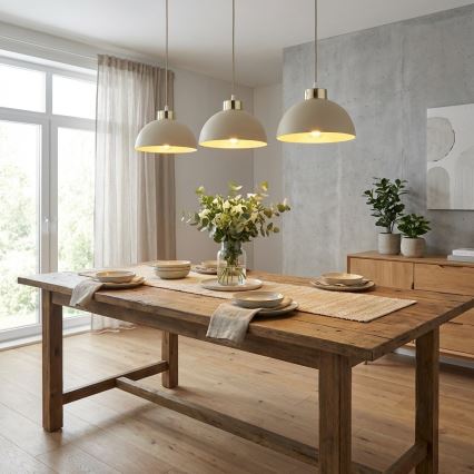 Brilagi - Lampadario a sospensione con cavo MOON 3xE27/60W/230V beige/oro