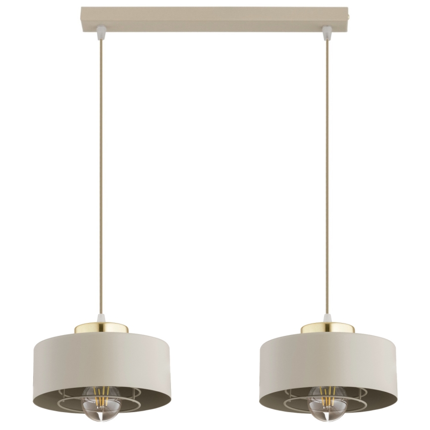 Brilagi - Lampadario a sospensione con cavo SPRING 2xE27/60W/230V beige/oro