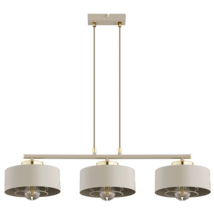 Brilagi - Lampadario a sospensione con cavo SPRING 3xE27/60W/230V beige/oro