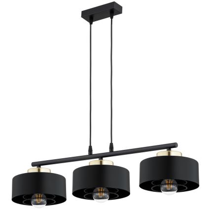 Brilagi - Lampadario a sospensione con cavo SPRING 3xE27/60W/230V nero/oro