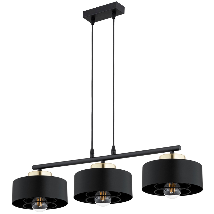 Brilagi - Lampadario a sospensione con cavo SPRING 3xE27/60W/230V nero/oro