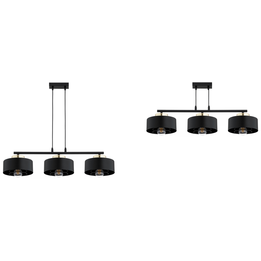 Brilagi - Lampadario a sospensione con cavo SPRING 3xE27/60W/230V nero/oro