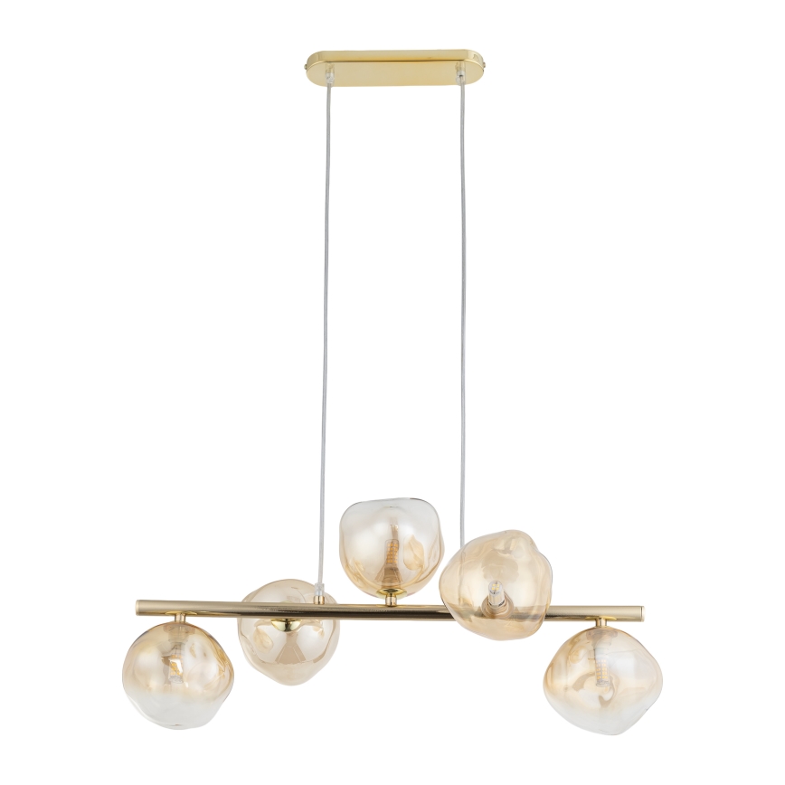 Brilagi - Lampadario a sospensione con cavo VULCANO 5xG9/8W/230V oro/beige fumé