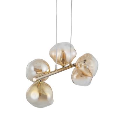Brilagi - Lampadario a sospensione con cavo VULCANO 5xG9/8W/230V oro/beige fumé