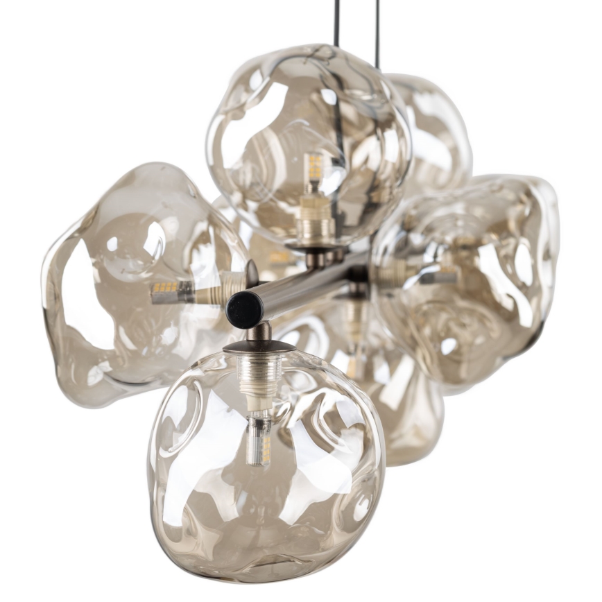 Brilagi - Lampadario a sospensione con cavo VULCANO 9xG9/8W/230V bronzo/beige fumé