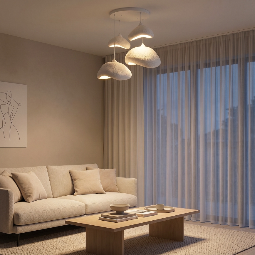 Brilagi - Lampadario a sospensione con cavo WABI SABI 4xE27/40W/230V Ø 90 cm bianco
