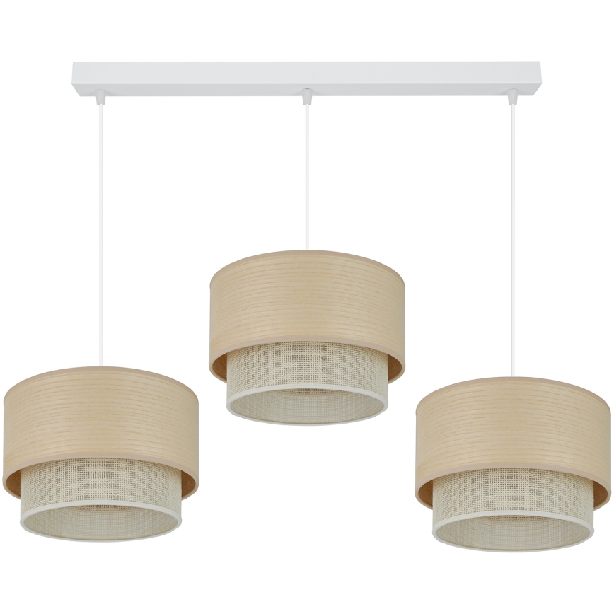 Brilagi - Lampadario a sospensione con filo ARIZONA BOHO 3xE27/15W/230V beige/bianco