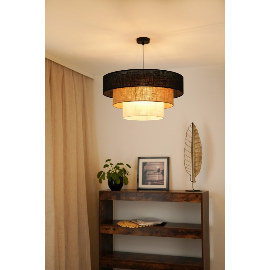 Brilagi - Lampadario a sospensione con filo ASPEN LUNETA 1xE27/15W/230V diametro 60 cm nero/beige/color crema