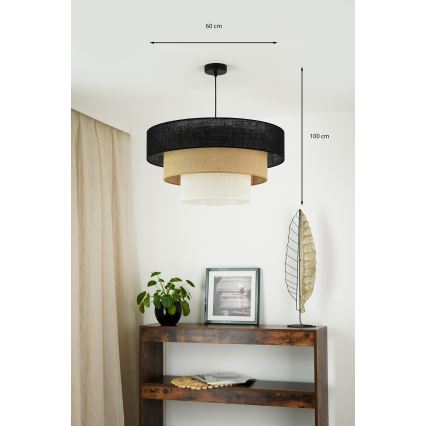 Brilagi - Lampadario a sospensione con filo ASPEN LUNETA 1xE27/15W/230V diametro 60 cm nero/beige/color crema