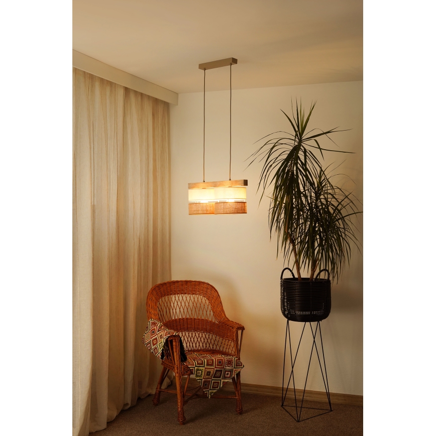 Brilagi - Lampadario a sospensione con filo FOREST 2xE27/15W/230V pino/beige/color crema