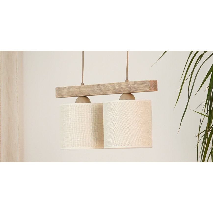 Brilagi - Lampadario a sospensione con filo FOREST 2xE27/15W/230V pino/marrone/color crema