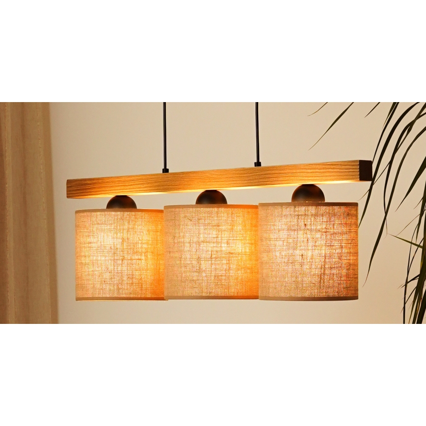 Brilagi - Lampadario a sospensione con filo FOREST 3xE27/15W/230V pino/marrone/nero