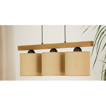 Brilagi - Lampadario a sospensione con filo FOREST 3xE27/15W/230V pino/marrone/nero