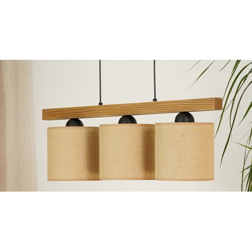 Brilagi - Lampadario a sospensione con filo FOREST 3xE27/15W/230V pino/marrone/nero