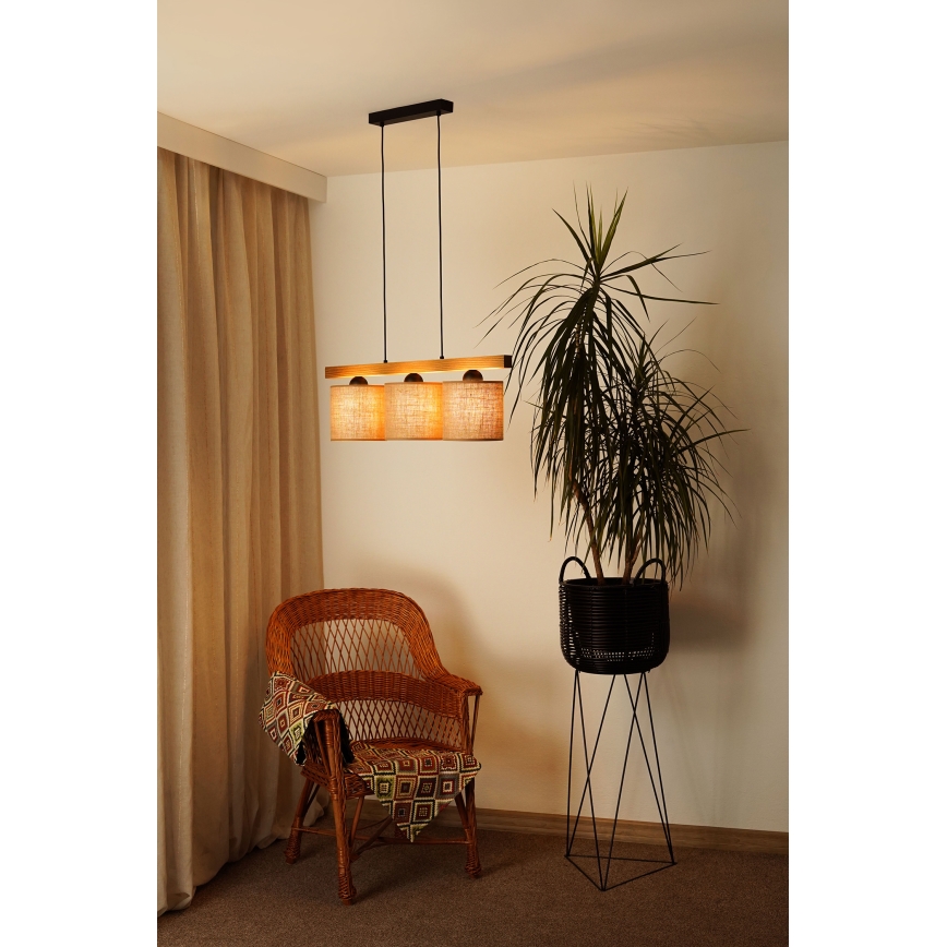 Brilagi - Lampadario a sospensione con filo FOREST 3xE27/15W/230V pino/marrone/nero