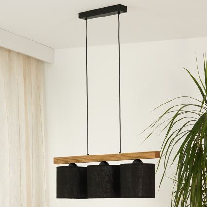 Brilagi - Lampadario a sospensione con filo FOREST 3xE27/15W/230V pino/nero