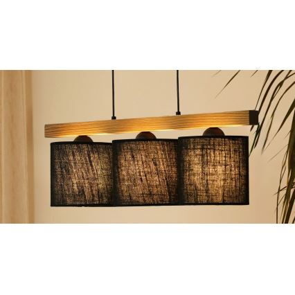 Brilagi - Lampadario a sospensione con filo FOREST 3xE27/15W/230V pino/nero