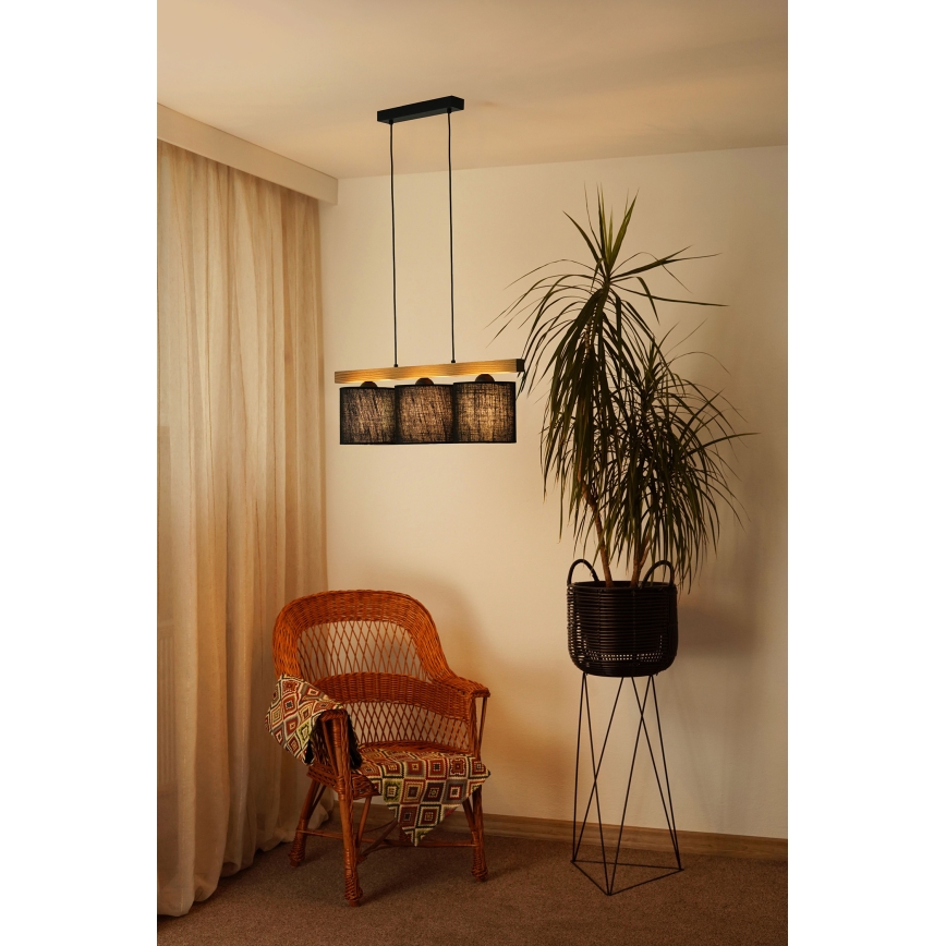 Brilagi - Lampadario a sospensione con filo FOREST 3xE27/15W/230V pino/nero