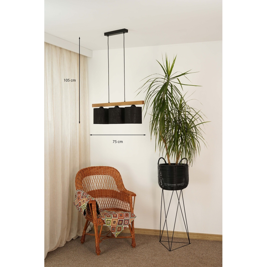 Brilagi - Lampadario a sospensione con filo FOREST 3xE27/15W/230V pino/nero