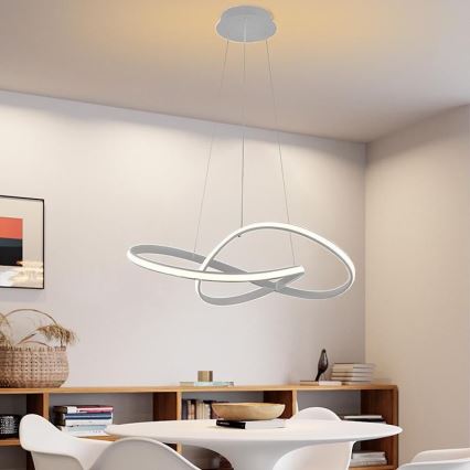 Brilagi - Lampadario a sospensione con filo LED dimmerabile COSMOWAVE LED/70W/230V 3000-6500K argento + telecomando
