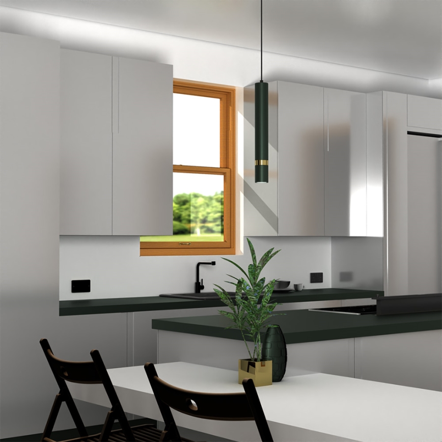 Brilagi - Lampadario a sospensione con filo POKER 1xGU10/25W/230V verde/oro