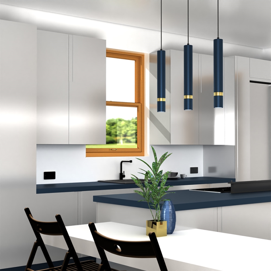 Brilagi - Lampadario a sospensione con filo POKER 3xGU10/25W/230V blu/oro