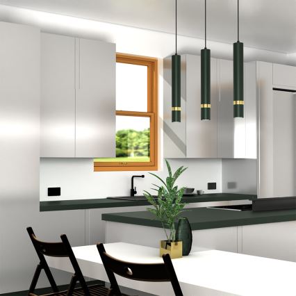 Brilagi - Lampadario a sospensione con filo POKER 3xGU10/25W/230V verde/oro
