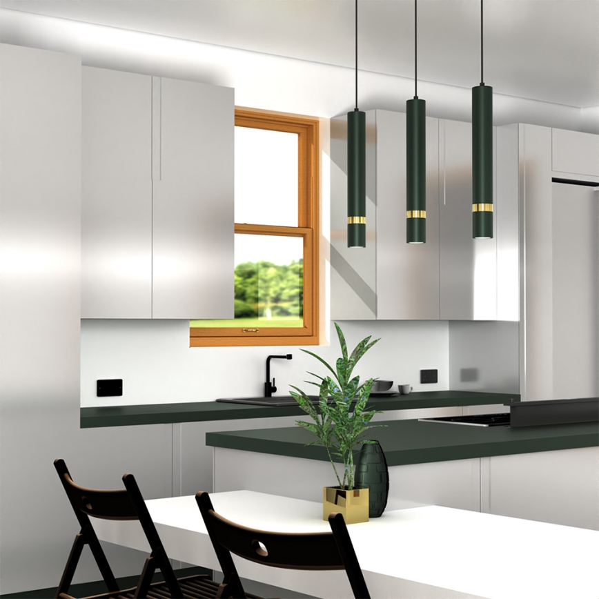 Brilagi - Lampadario a sospensione con filo POKER 3xGU10/25W/230V verde/oro