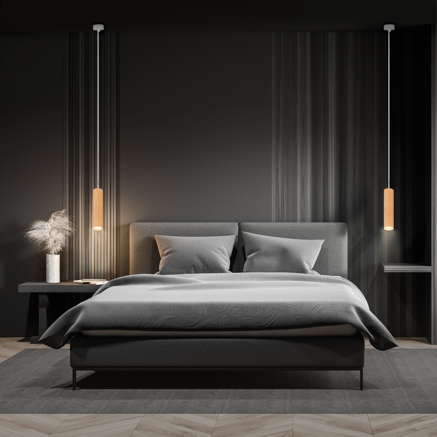 Brilagi - Lampadario a sospensione con filo SELE 1xGU10/30W/230V bianco/decorazioni in rovere