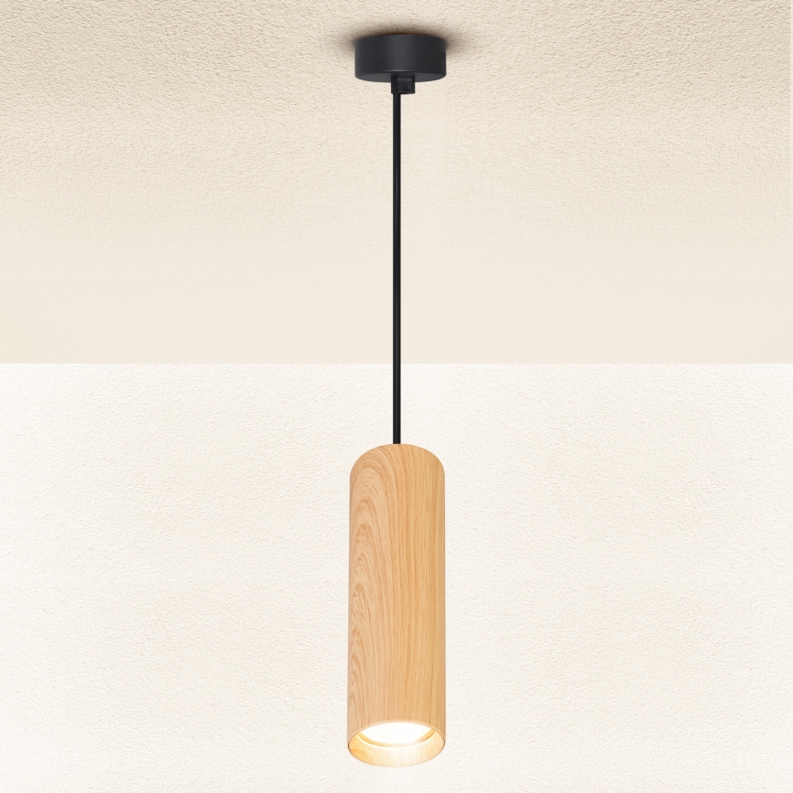 Brilagi - Lampadario a sospensione con filo SELE 1xGU10/30W/230V nero/decorazioni in rovere