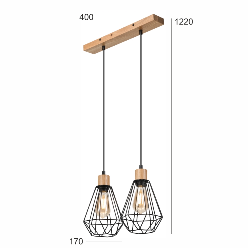 Brilagi - Lampadario a sospensione con filo WOODY BASKET 2xE27/60W/230V quercia