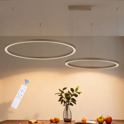 Brilagi - Lampadario LED dimmerabile a sospensione con cavo PORTOFINO LED/98W/230V 3000-6000K beige + telecomando