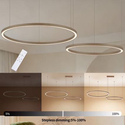 Brilagi - Lampadario LED dimmerabile a sospensione con cavo PORTOFINO LED/98W/230V 3000-6000K beige + telecomando