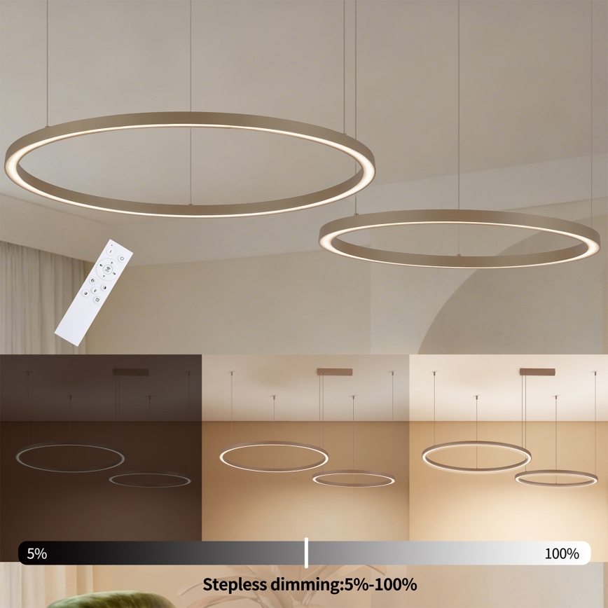 Brilagi - Lampadario LED dimmerabile a sospensione con cavo PORTOFINO LED/98W/230V 3000-6000K beige + telecomando