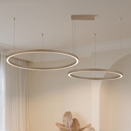 Brilagi - Lampadario LED dimmerabile a sospensione con cavo PORTOFINO LED/98W/230V 3000-6000K beige + telecomando