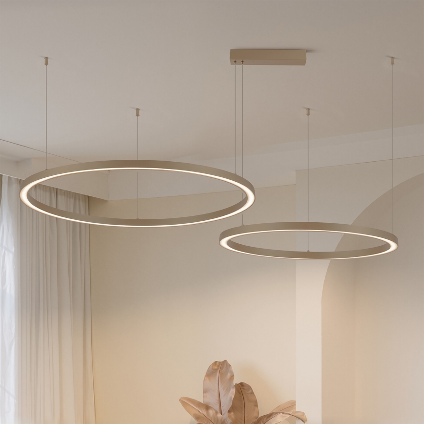 Brilagi - Lampadario LED dimmerabile a sospensione con cavo PORTOFINO LED/98W/230V 3000-6000K beige + telecomando