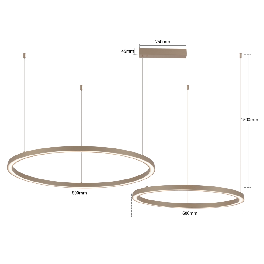 Brilagi - Lampadario LED dimmerabile a sospensione con cavo PORTOFINO LED/98W/230V 3000-6000K beige + telecomando