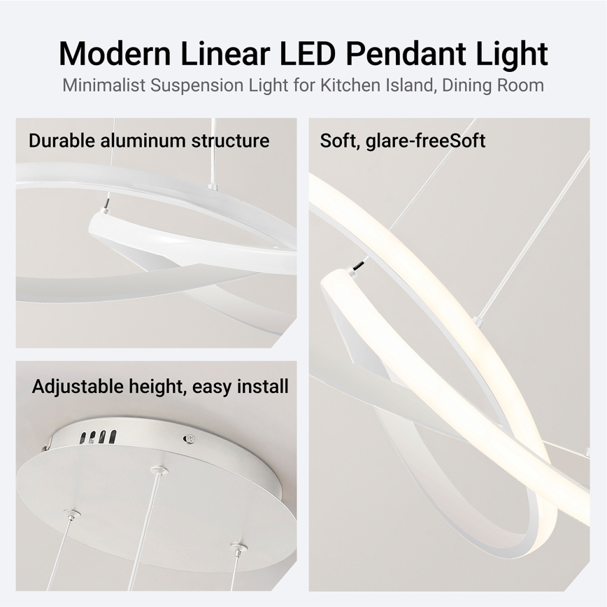 BRILAGI - Lampadario dimmerabile su cavo INFINITY LED/55W/230V 3000-6000K 50x50 cm bianco + telecomando