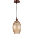 Brilagi - Lampadario a sospensione LED con cavo RETRO GLASS 1xE27/60W/230V Ø 17 cm bianco/beige fumé