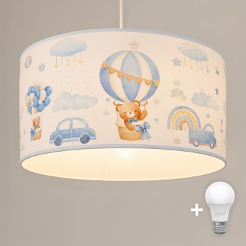 Brilagi - Lampadario a sospensione LED per bambini BOBO 1xE27/10W/230V Ø 35 cm blu/orsetti