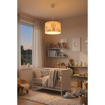 Brilagi - Lampadario a sospensione LED per bambini BOBO 1xE27/60W/230V Ø 35 cm blu/orsetti