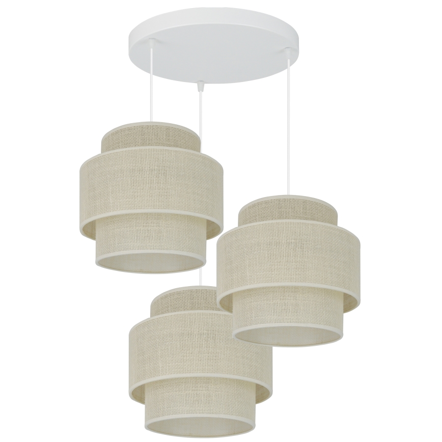 Brilagi - Lampadario a cavo SPACE YUTE 3xE27/15W/230V crema/bianco