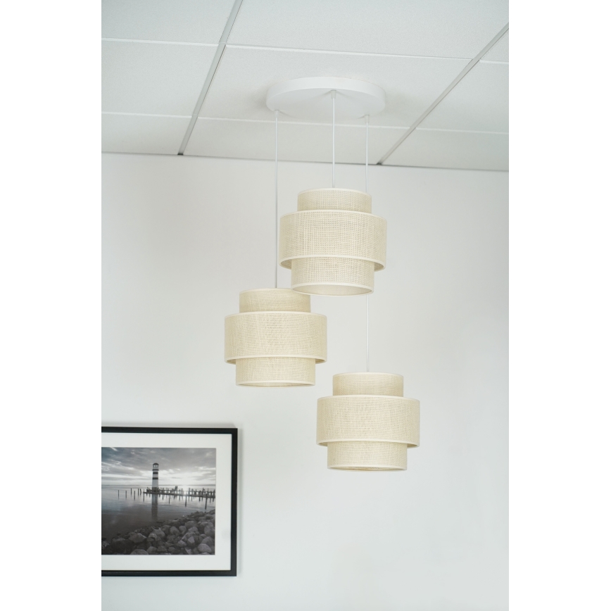 Brilagi - Lampadario a cavo SPACE YUTE 3xE27/15W/230V crema/bianco