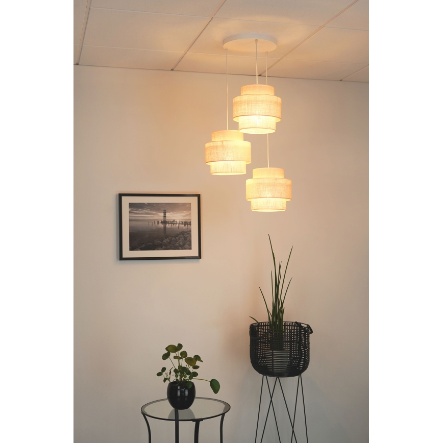 Brilagi - Lampadario a cavo SPACE YUTE 3xE27/15W/230V crema/bianco