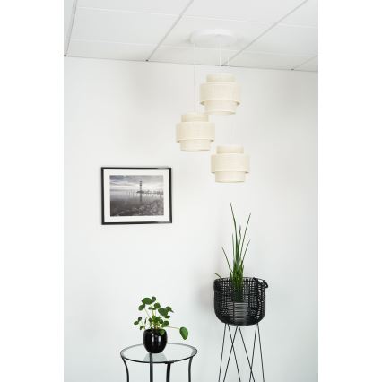 Brilagi - Lampadario a cavo SPACE YUTE 3xE27/15W/230V crema/bianco