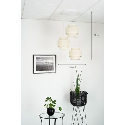 Brilagi - Lampadario a cavo SPACE YUTE 3xE27/15W/230V crema/bianco
