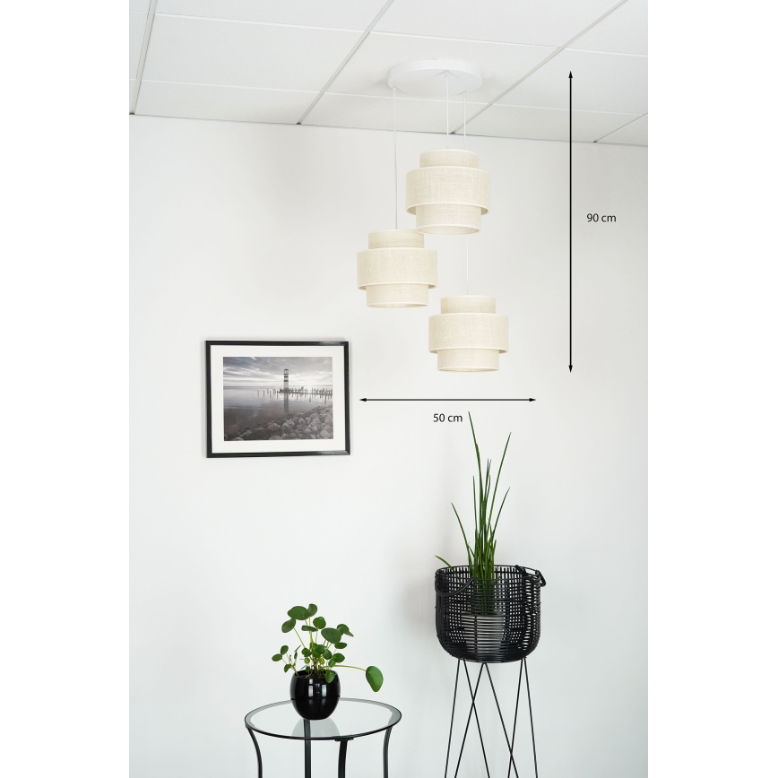 Brilagi - Lampadario a cavo SPACE YUTE 3xE27/15W/230V crema/bianco