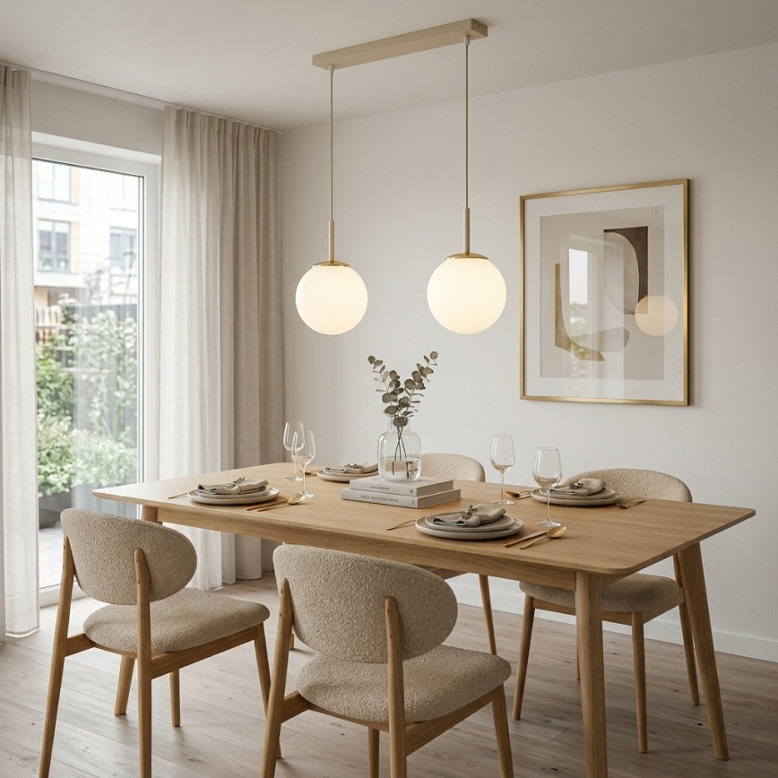 Brilagi - Lampadario a sospensione su cavo MILO 2xE27/60W/230V beige/oro