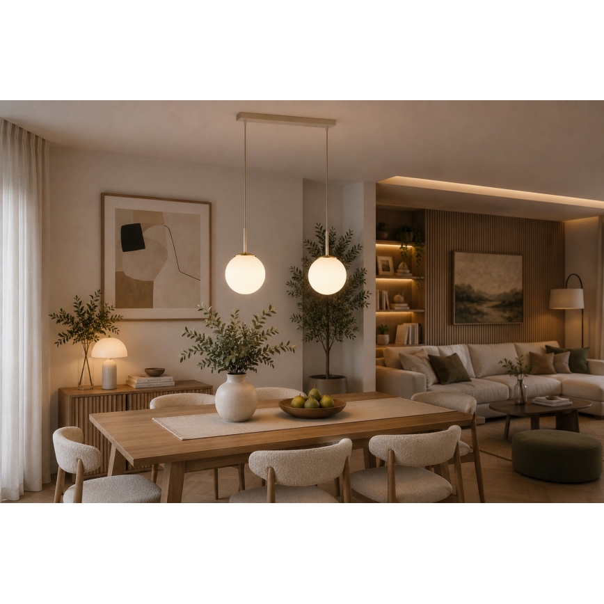 Brilagi - Lampadario a sospensione su cavo MILO 2xE27/60W/230V beige/oro